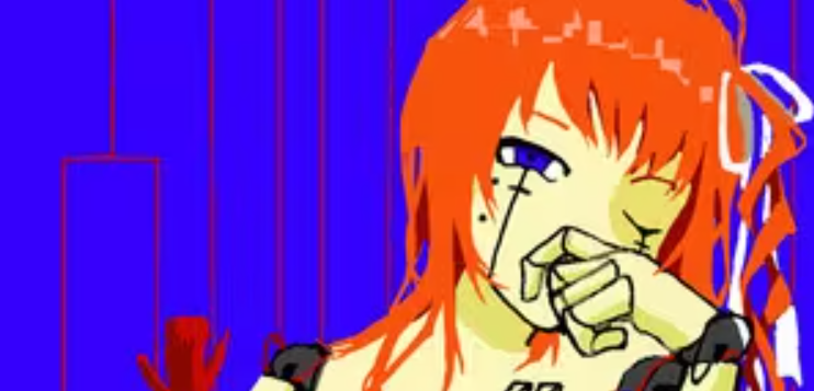 Vocal Synth Adachi Rei resting her head on her hand.